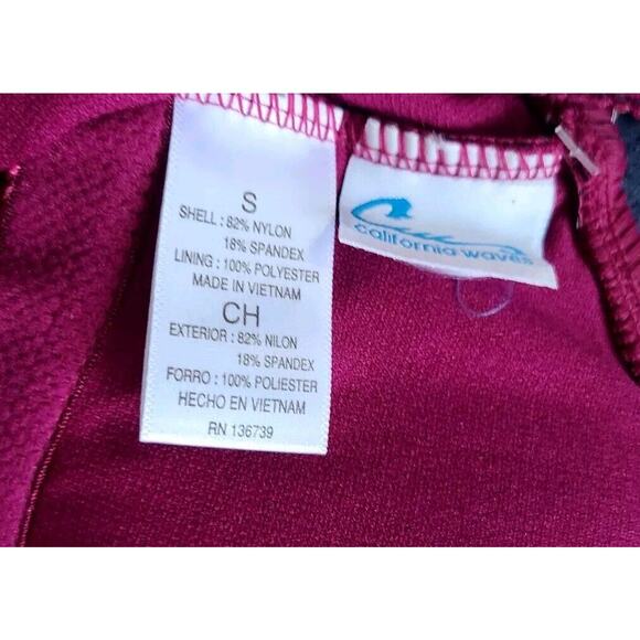 NWT California Waves Burgundy Ribbed Lace up one piece swimsuit size S Cheeky - Picture 3 of 6